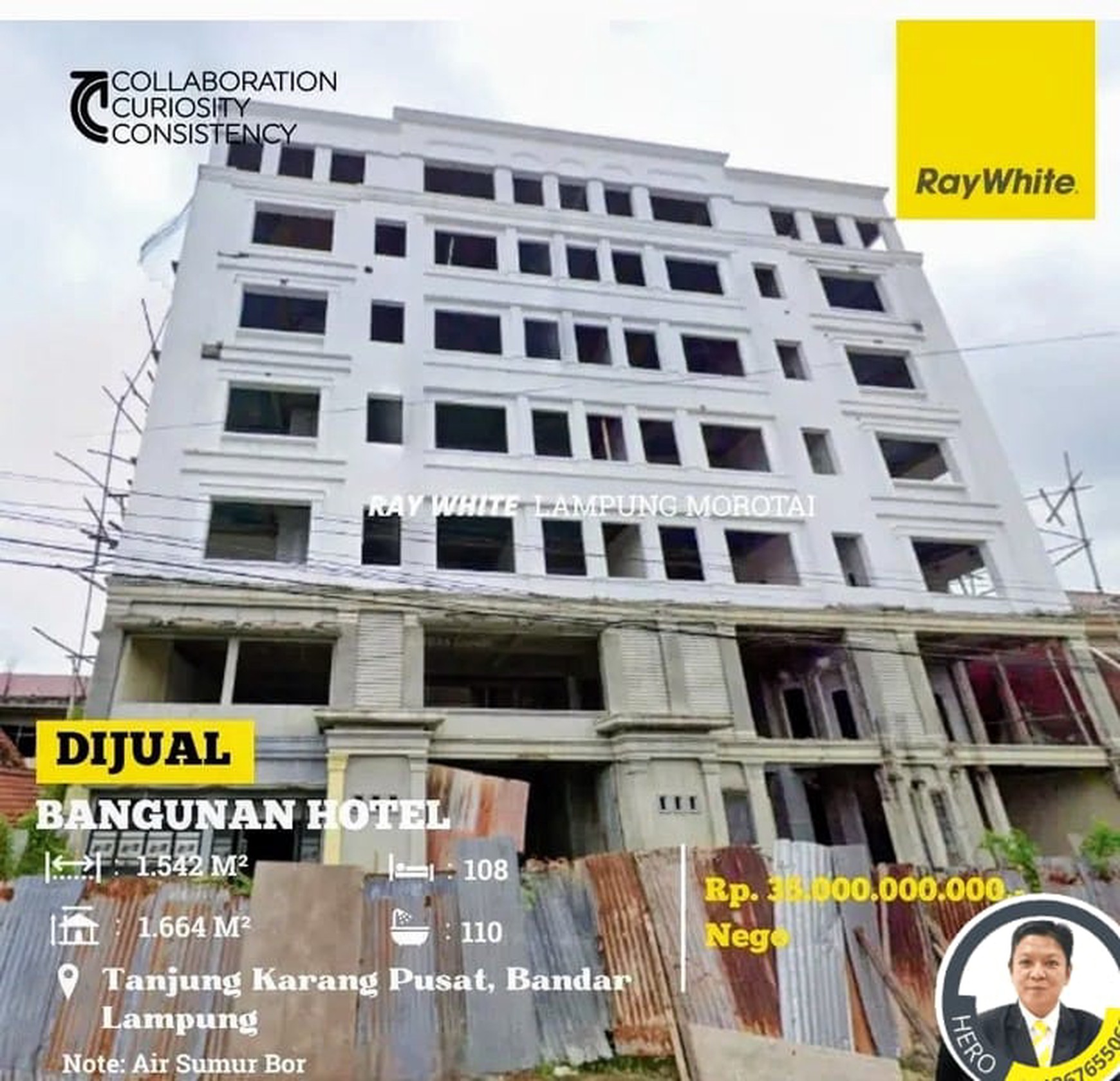 DIJUAL BANGUNAN HOTEL DI PUSAT KOTA BANDAR LAMPUNG