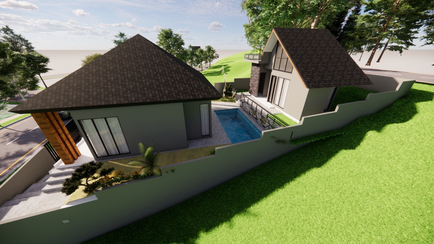 Murah Dijual 437 m2 Private Pool Rumah Villa The Taman Dayu Pandaan Jatim - New Baru Modern Ada Kolam Renang Pribadi Dekat Lapangan Golf Taman Dayu - Ciputra Golf - Dekat Akses Tol