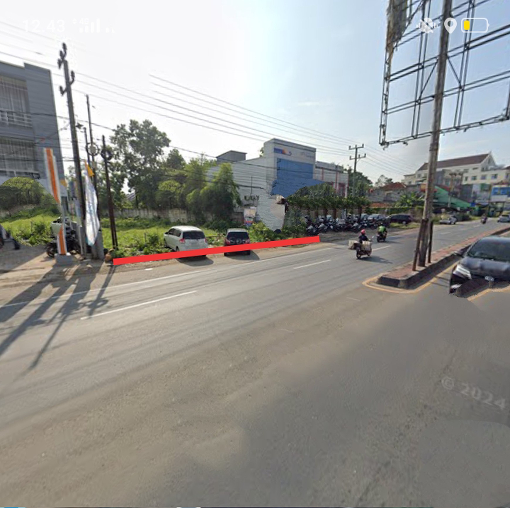 Tanah kosong ukuran 1.460 meter ( 16 x 92 ) dijalan Raya Jalur dua Lintas Sumatera pasar Natar desa Merak Batin Natar, Lampung Selatan (Lampung)