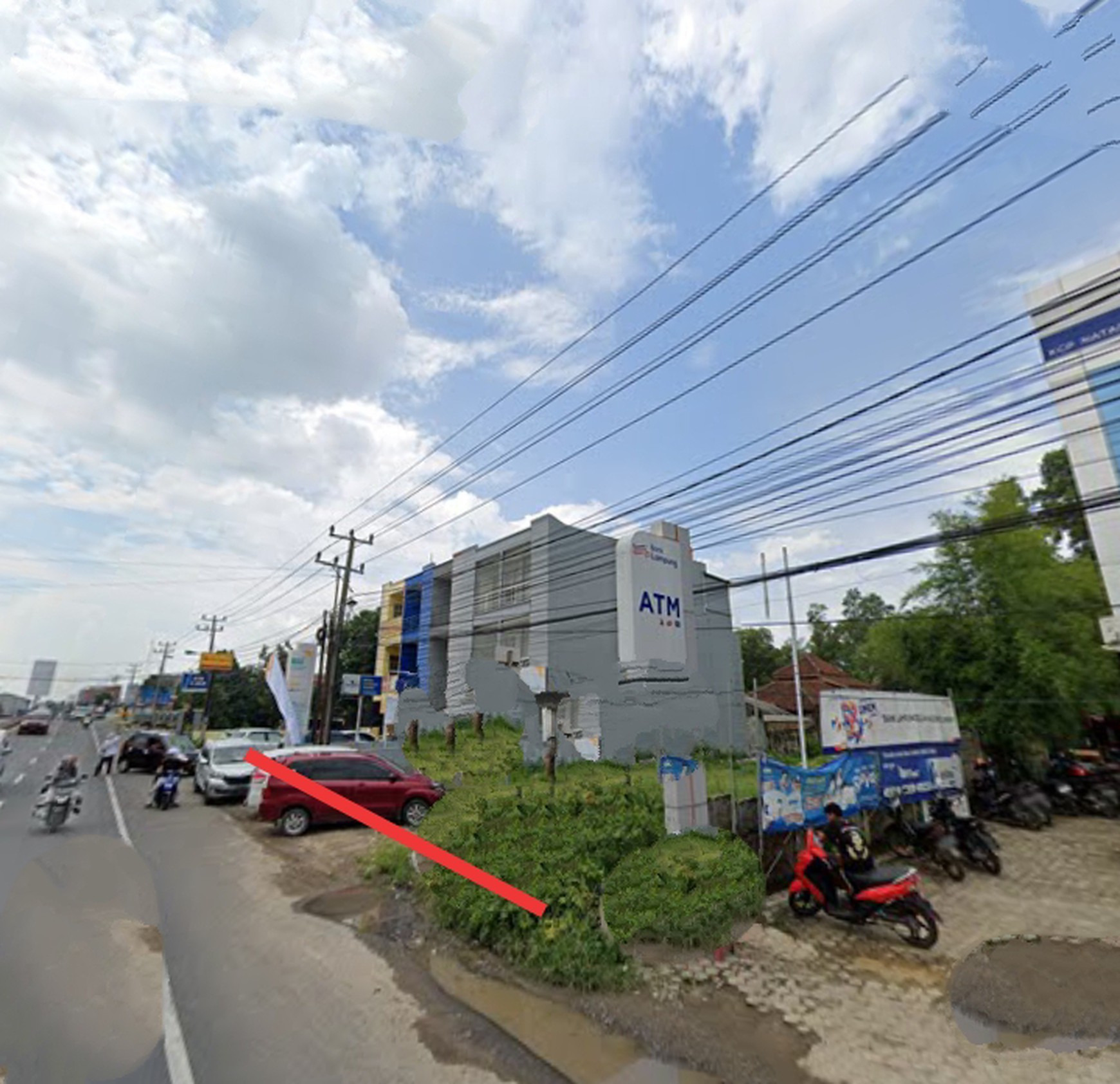 Tanah kosong ukuran 1.460 meter ( 16 x 92 ) dijalan Raya Jalur dua Lintas Sumatera pasar Natar desa Merak Batin Natar, Lampung Selatan (Lampung)