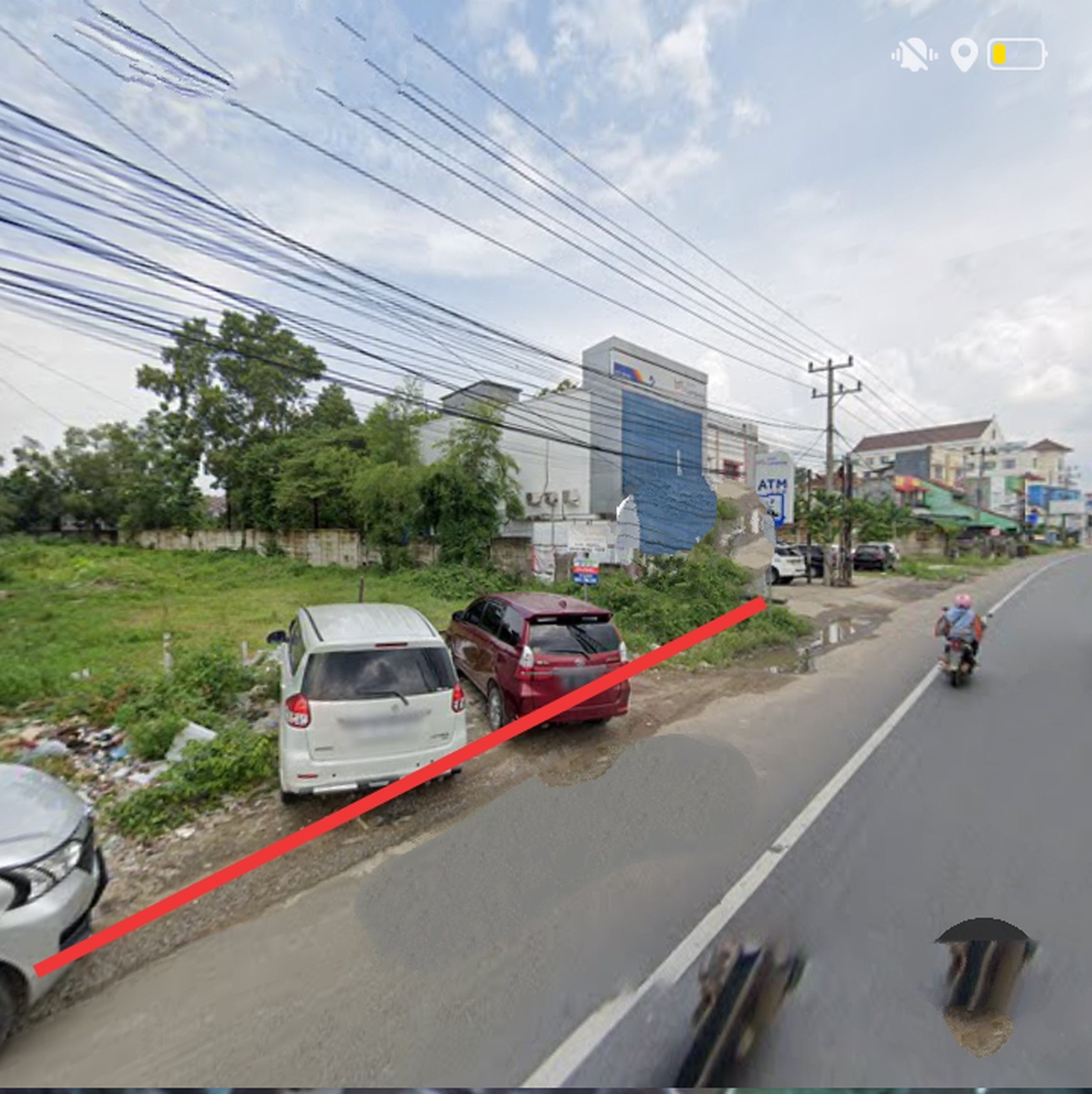 Tanah kosong ukuran 1.460 meter ( 16 x 92 ) dijalan Raya Jalur dua Lintas Sumatera pasar Natar desa Merak Batin Natar, Lampung Selatan (Lampung)
