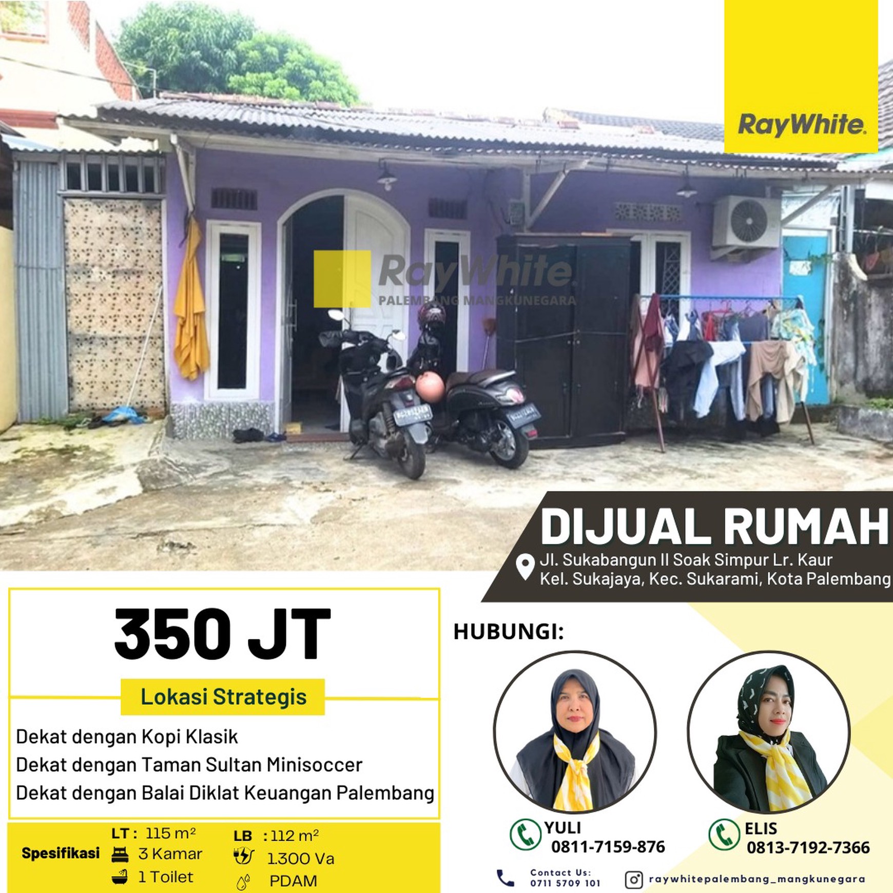 Dijual Rumah di Jl. Sukabangun II Soak Simpur Lr. Kaur Kel. Sukajaya, Kec. Sukarami, Kota Palembang