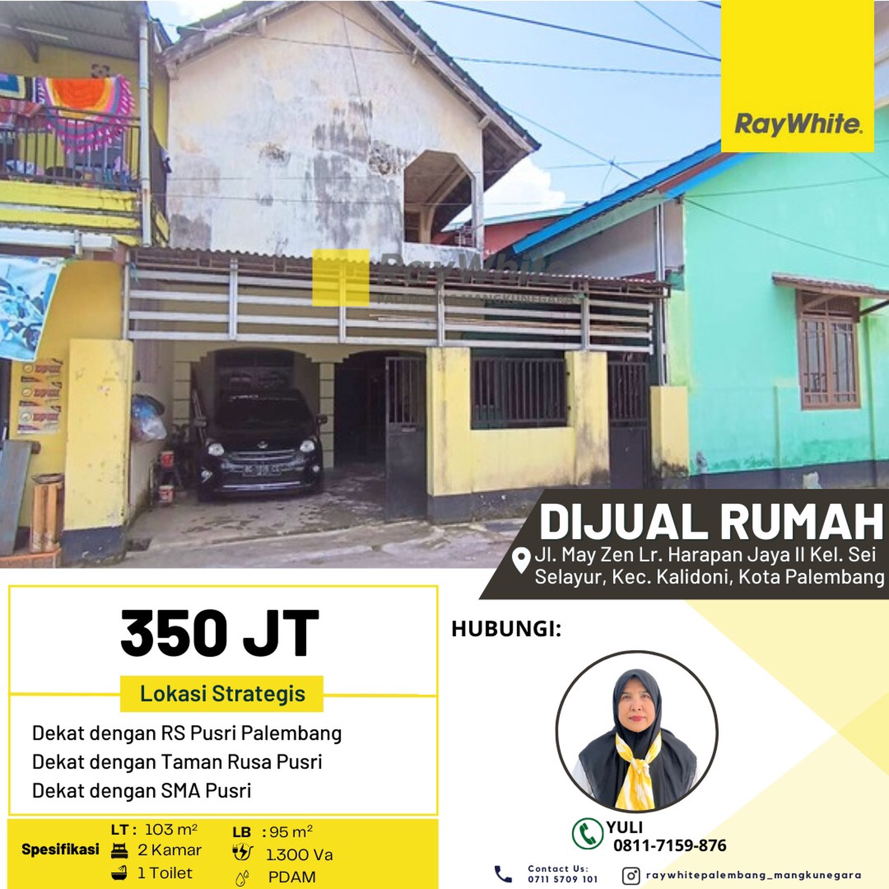 FOR SALE / Dijual Rumah di Jl. May Zen Lr. Harapan Jaya II Kel. Sei Selayur, Kec. Kalidoni, Kota Palembang