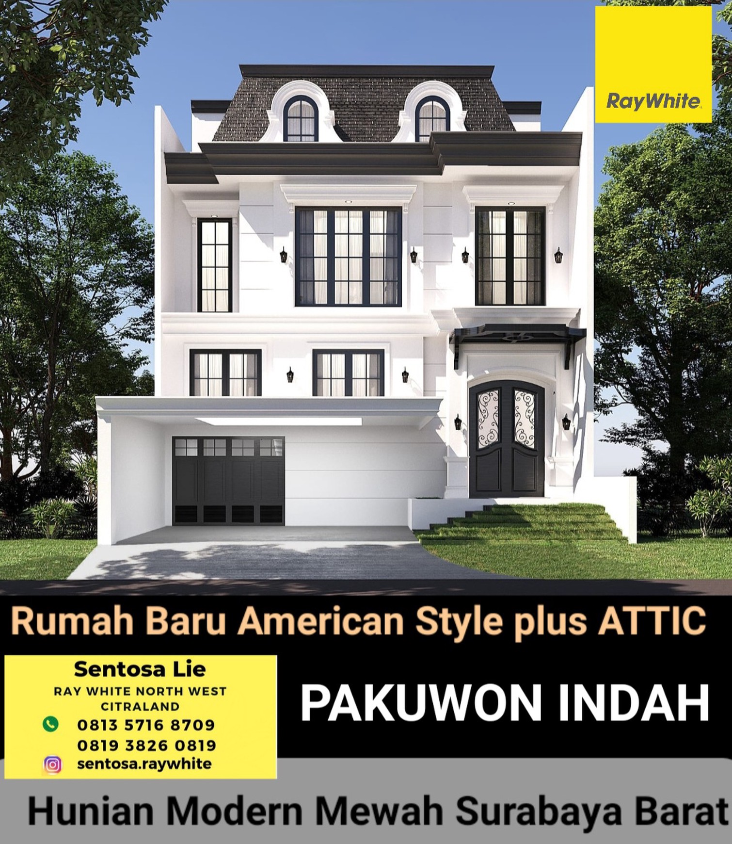 Dijual Rumah Baru Pakuwon Indah - American Classic Plus Attic Dekat Citraland, Graha Family, Dian Istana, Royal Residence