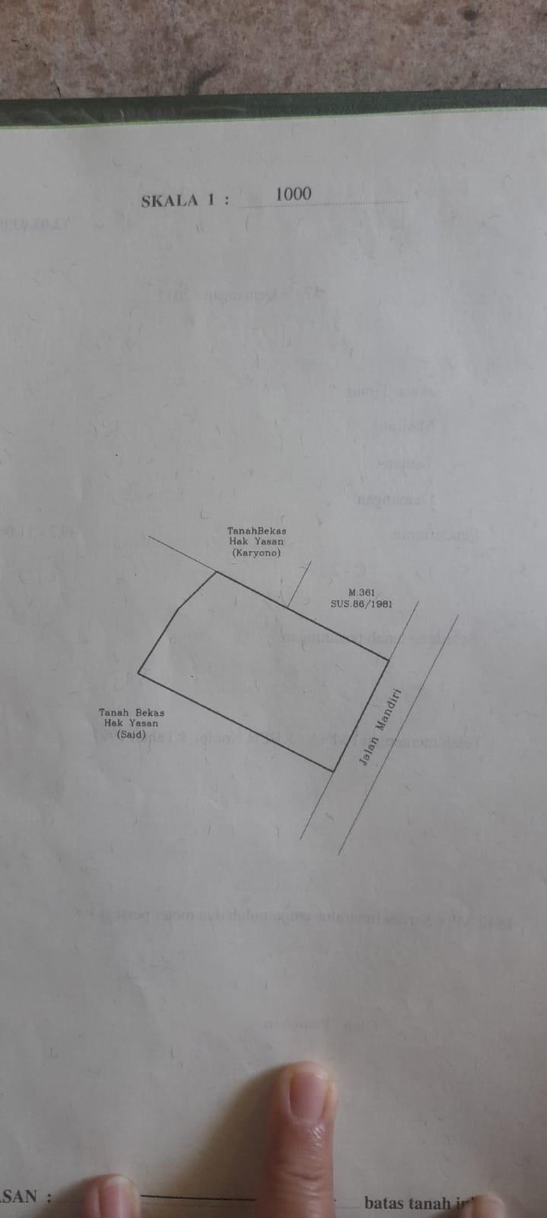 1943. Dijual Tanah di Jl Mandiri, Demangan Taman Madiun