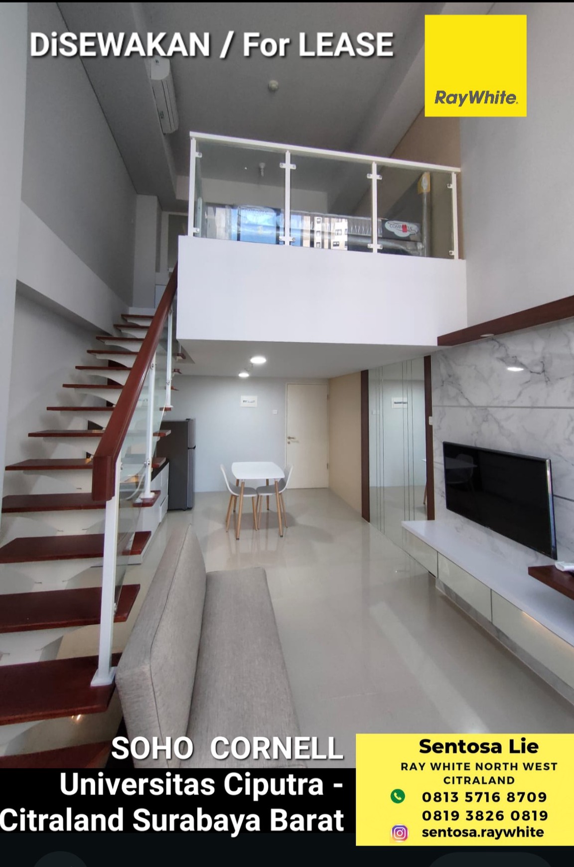 Disewakan Apartemen Soho Cornell Universitas Ciputra Full Furnished Baru Modern Lantai 5 - Siap Huni Dekat Hokky Buah , Ciputra Hospital