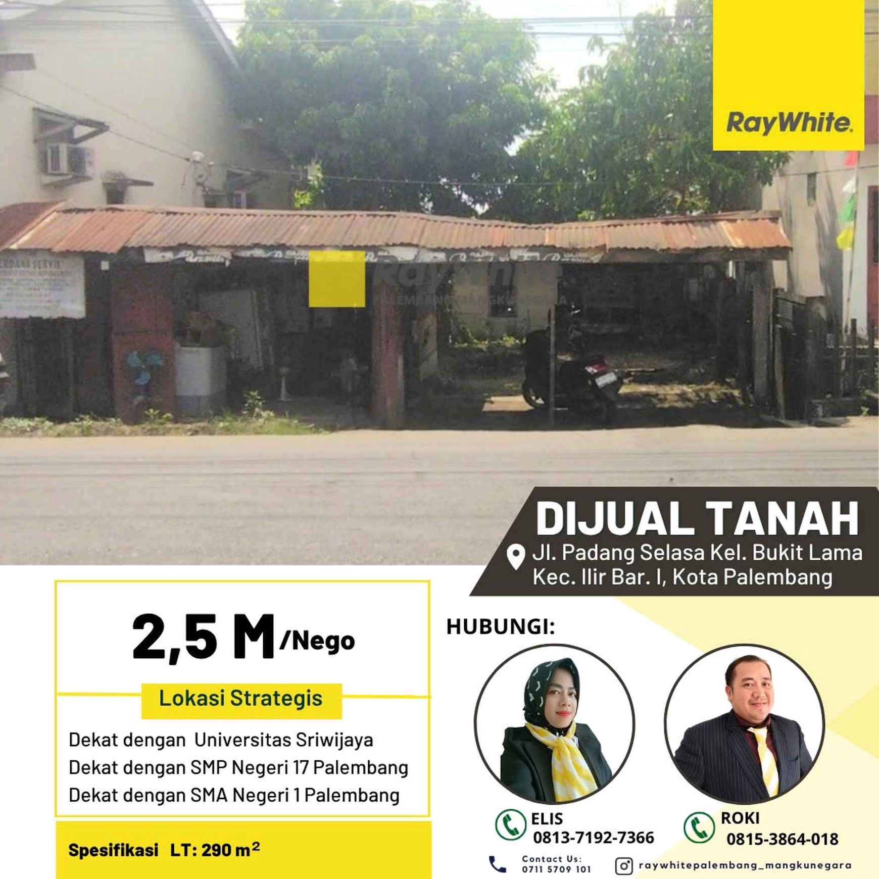 Dijual Cepat Tanah di Jl Padang Selasa Kota Palembang