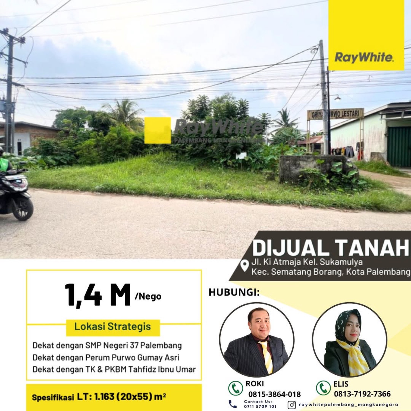 Dijual Cepat Tanah di Jl Kiatmaja Sematang Borang Kota Palembang