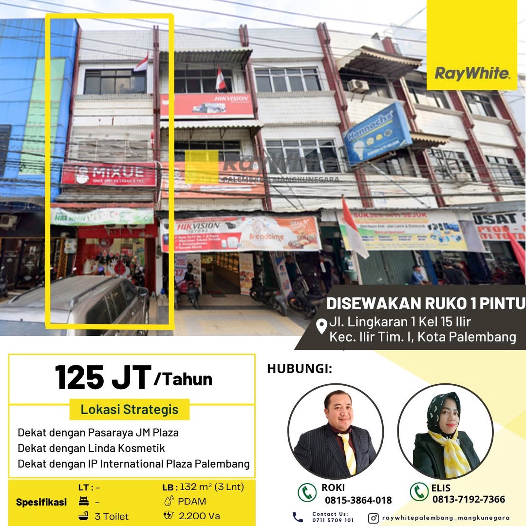 Disewakan Ruko 1 Pintu di Jl Lingkaran Kota Palembang