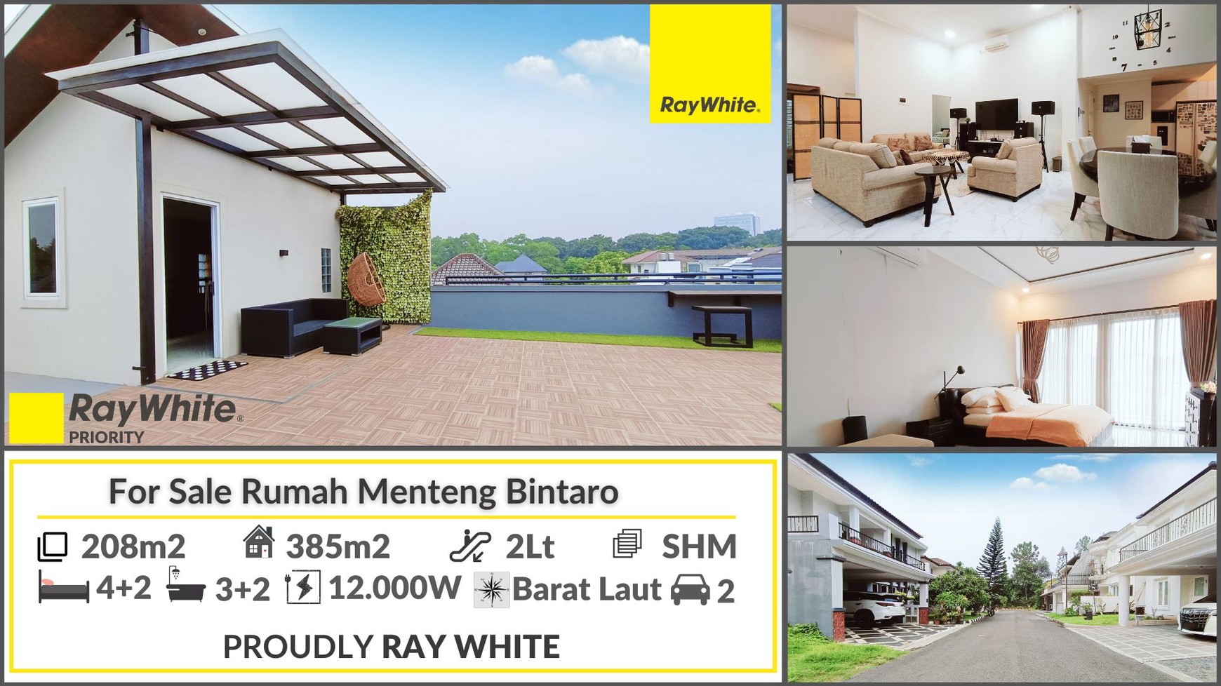 RUMAH MEWAH MINIMALIS MODERN DENGAN ROOFTOP ESTETIK DI CLUSTER MENTENG, BINTARO JAYA