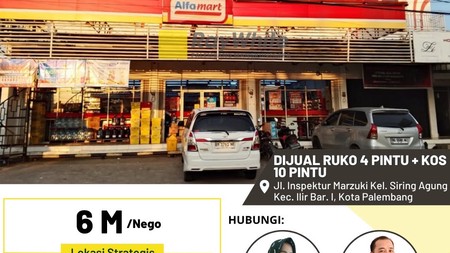 Dijual Ruko 4 Pintu & Kos 10 Pintu di Jl Isnpektur Marzuki Palembang
