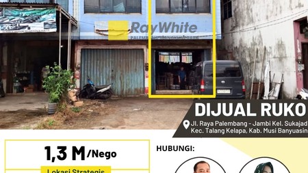 Dijual Ruko 1 Pintu di Jl Raya Palembang Jambi Kab Banyuasin
