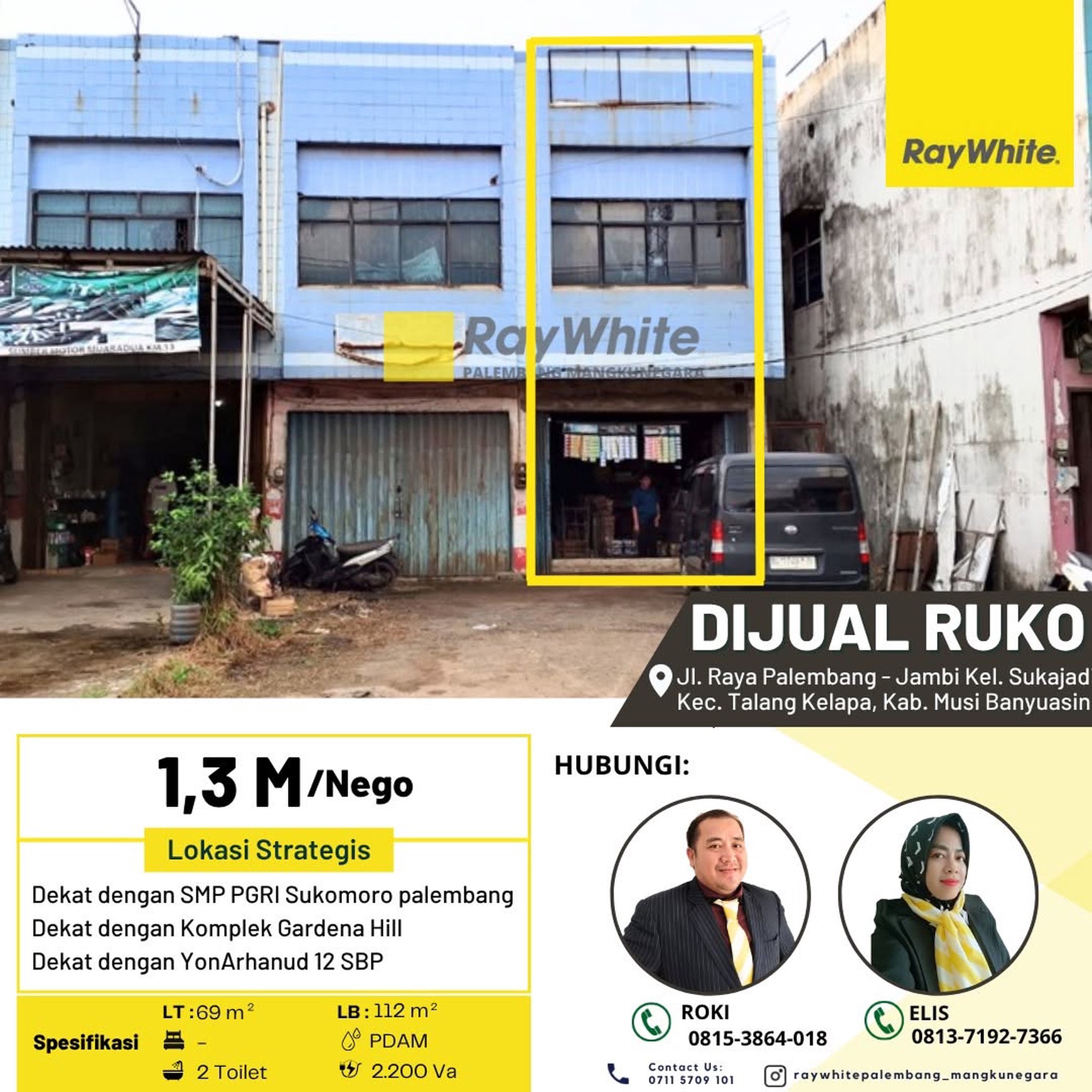 Dijual Ruko 1 Pintu di Jl Raya Palembang Jambi Kab Banyuasin