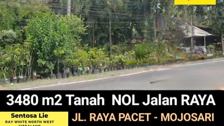 Murah Dijual 3480 M2 Tanah Industri Nol Jalan Raya Pacet - Mojosari - Jawa Timur Cocok Buat Segala Usaha - Surat Shm