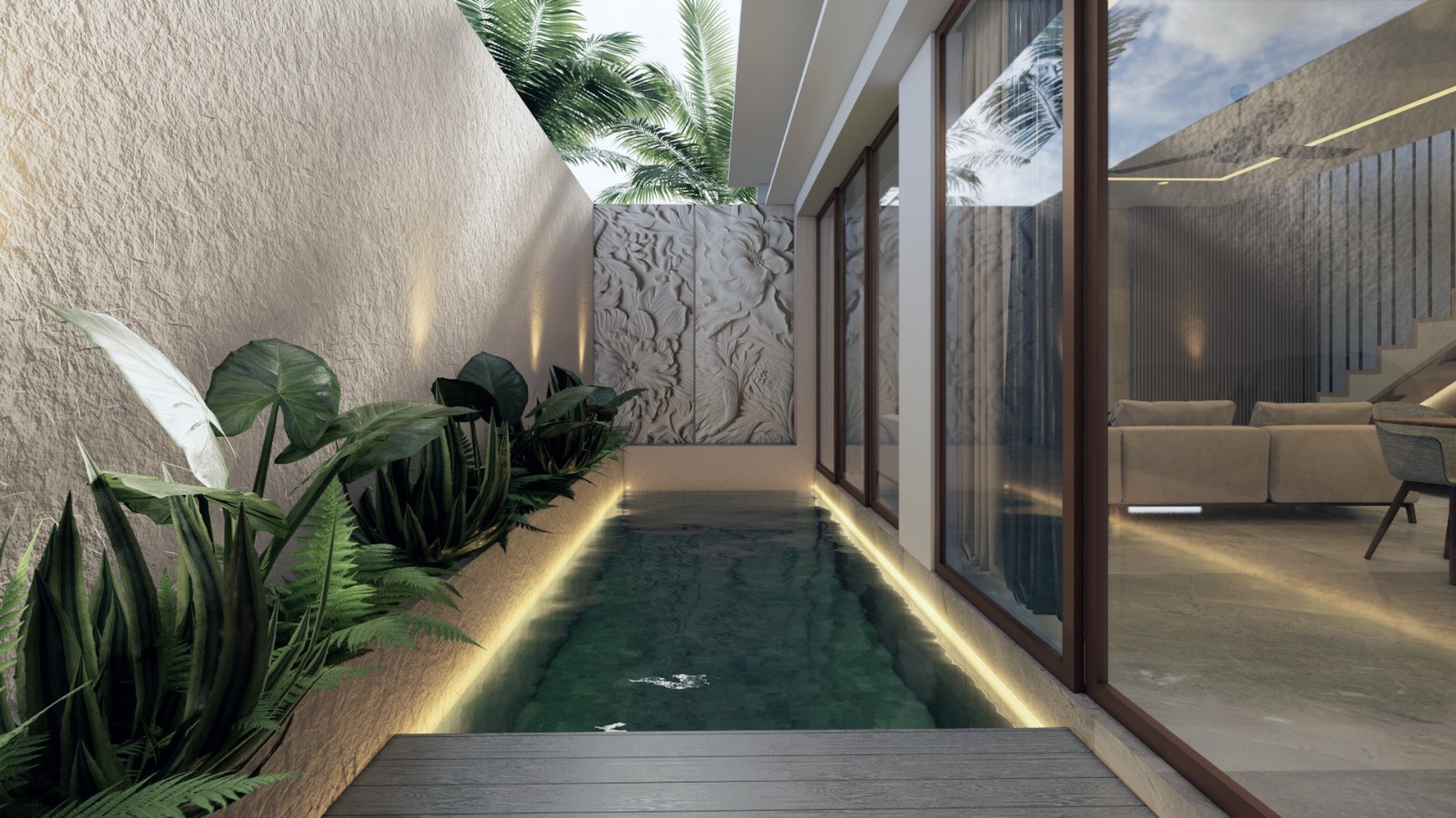 Leasehold - Stylish Tropical Living Villa with Pool in Tumbak Bayuh, Canggu, Bali
