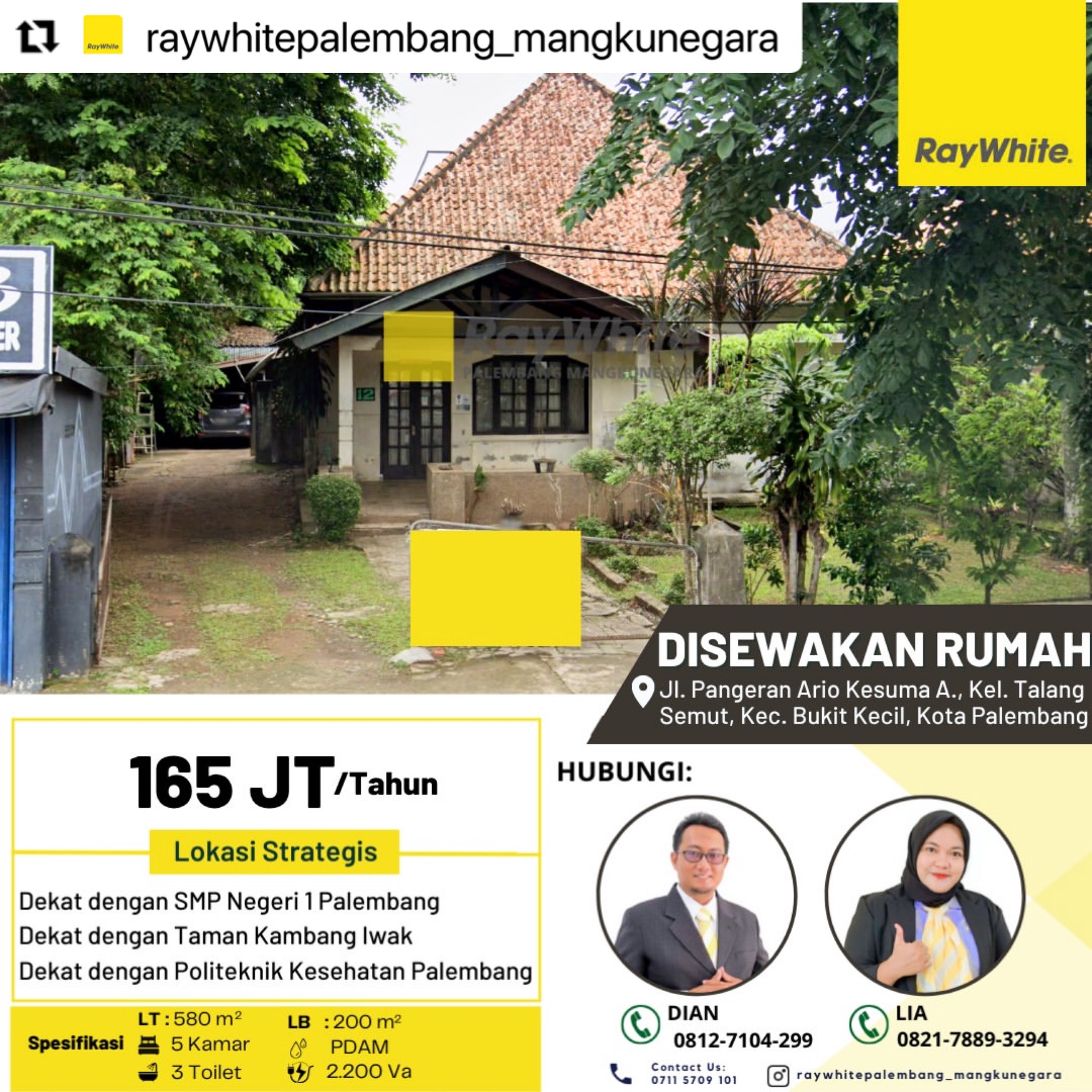 RUMAH SEWA PALEMBANG 