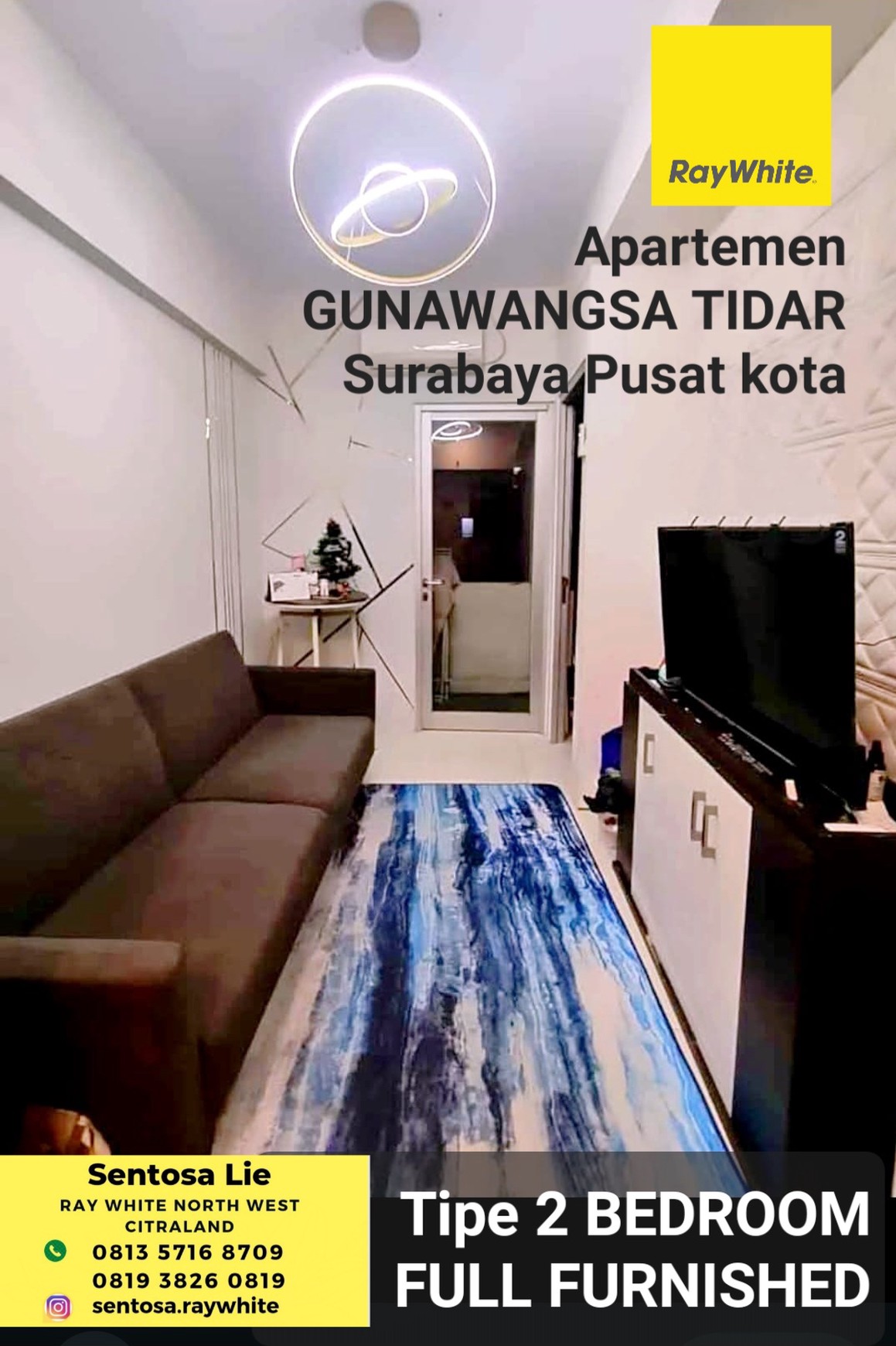 Murah Dijual Apartemen Gunawangsa Tidar Tipe 2 Bedroom Full Furnished - Lantai 17 Tower B Dekat BG Junction, Bubutan, Kedungdoro, Pasar Atom, Surabaya Pusat Kota