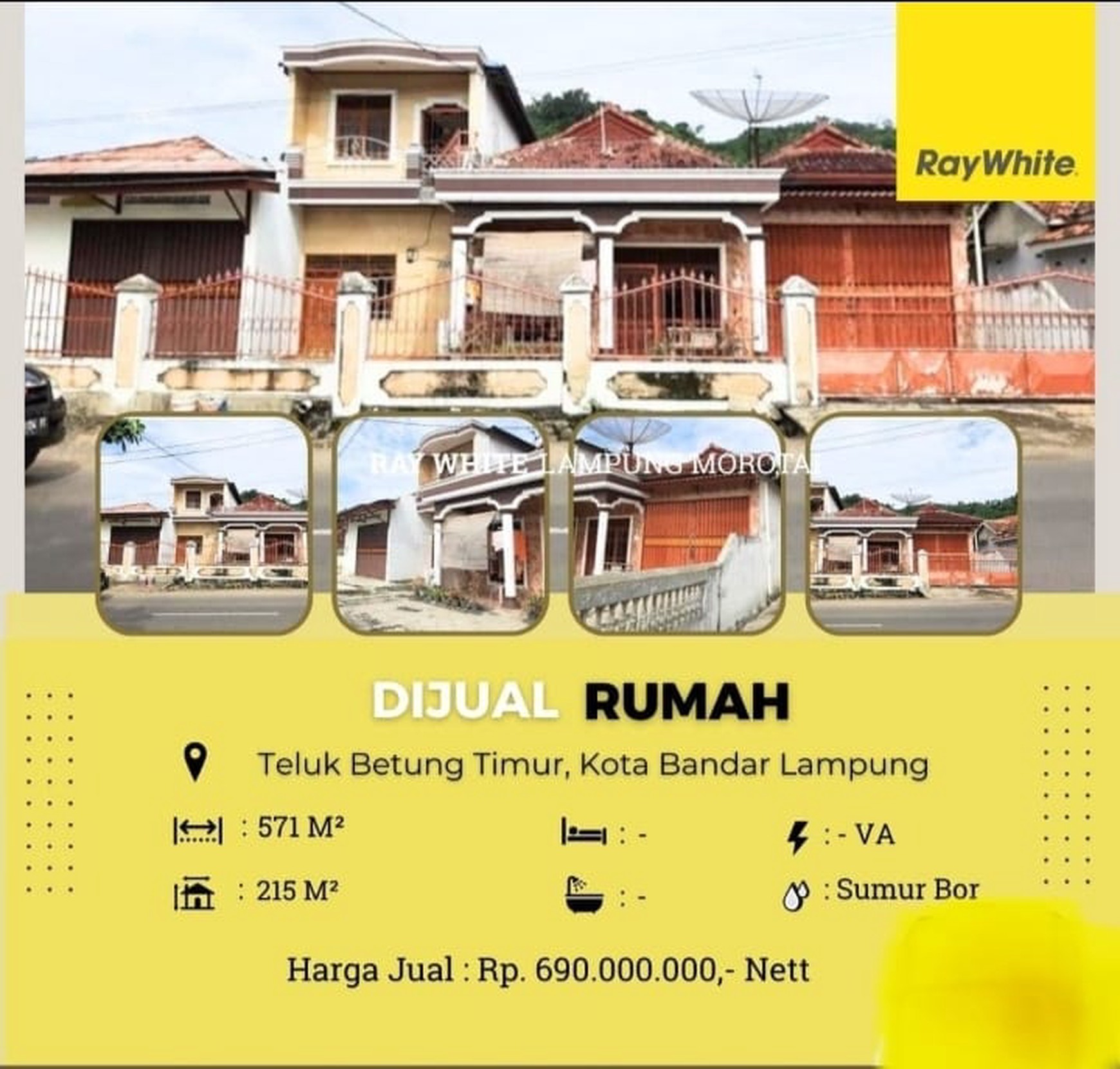 Dijual rumah di teluk betung