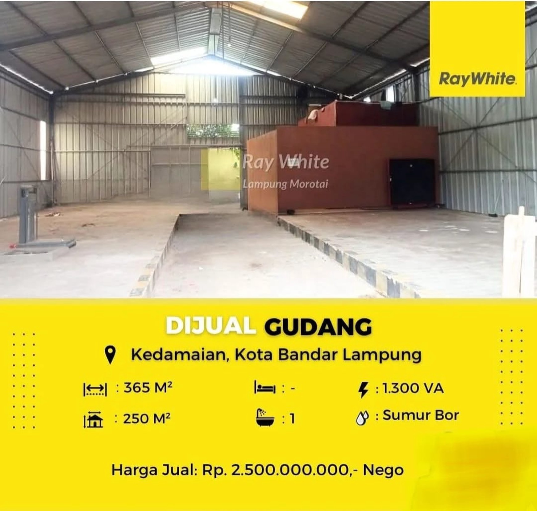 Dijual gudang di kedamaian
