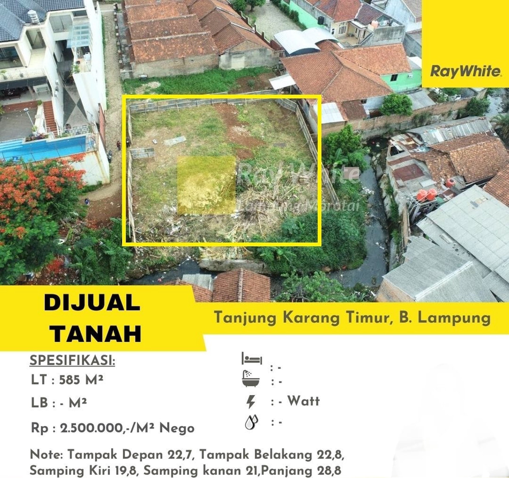 Dijual tanah di daerah tanjung karang timur