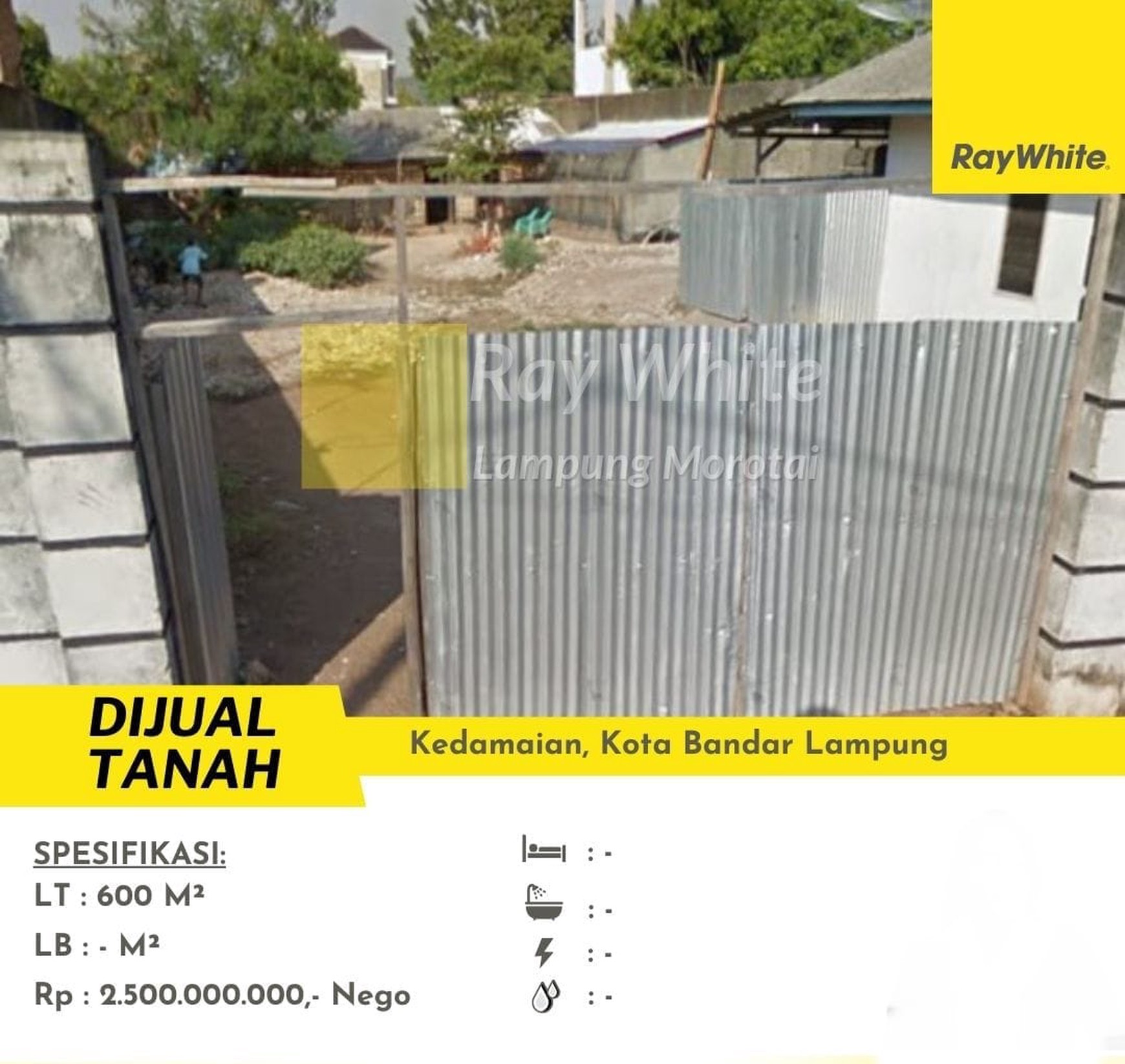 Dijual tanah di kedamaian
