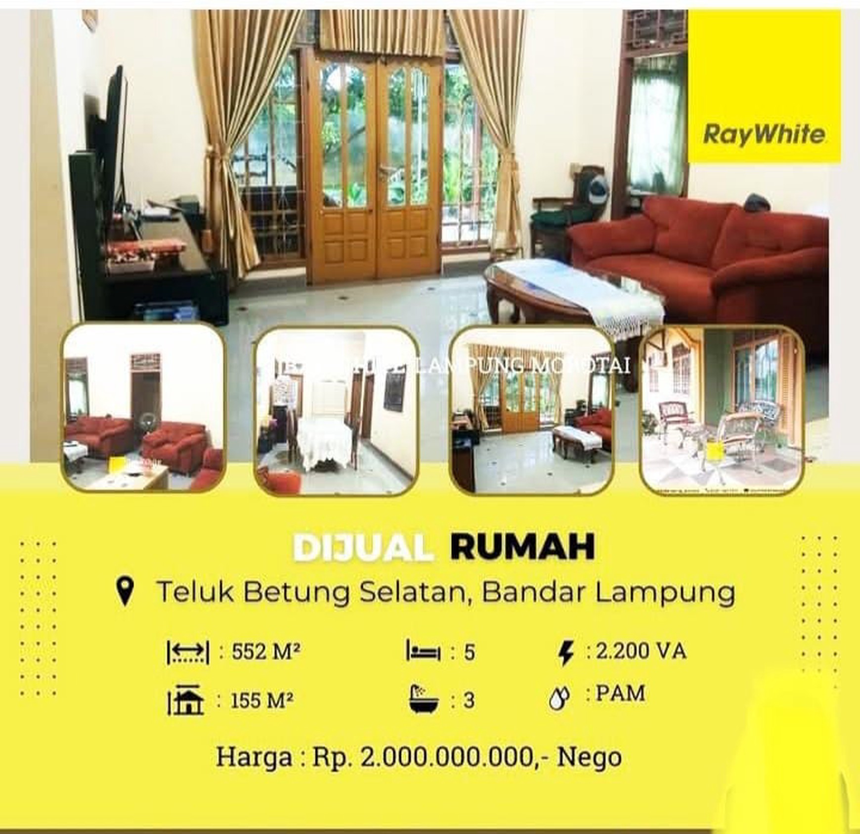 Dijual rumah di teluk betung