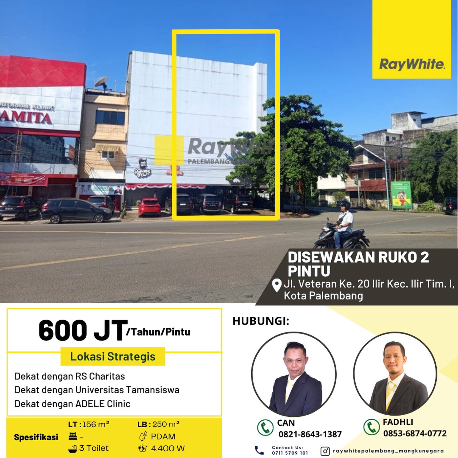 Sewa Ruko 2 Pintu Jalah Veteran Palembang