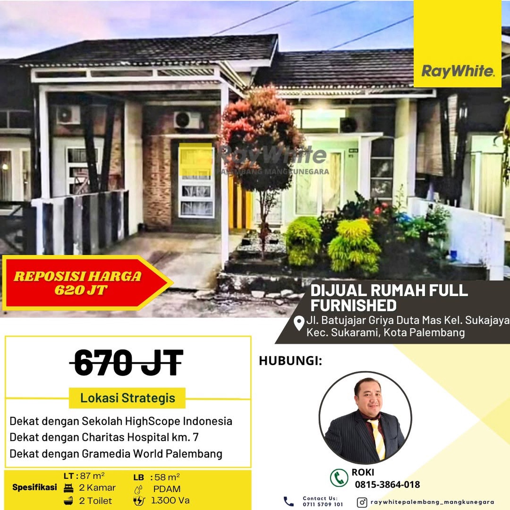 Dijual Cepat Rumah Full Furnished Komplek Griya Duta Mas di Kota Palembang