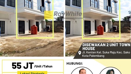 Disewakan 2 unit townhouse di Jl Kenten Kota Palembang