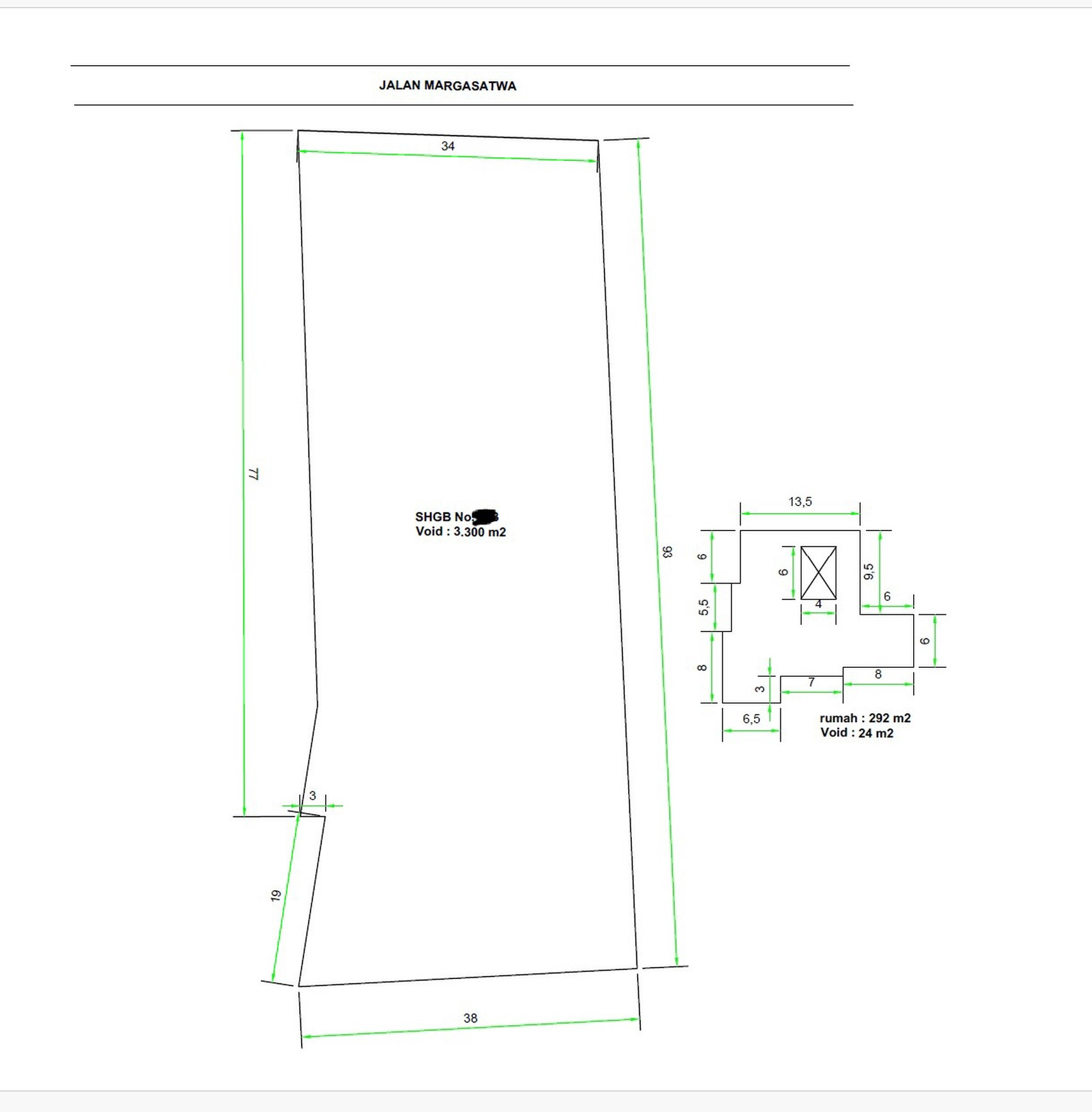 Tanah Komersial Luas 3300m2 Area Margasatwa Raya Jakarta Selatan