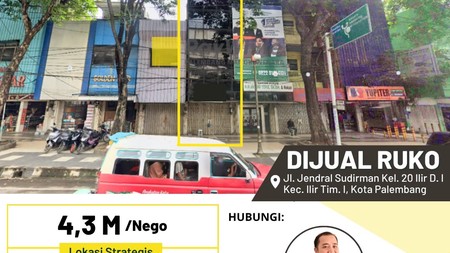 Dijual Ruko 1 Pintu di Jl Jendral Sudirman Kota Palembang
