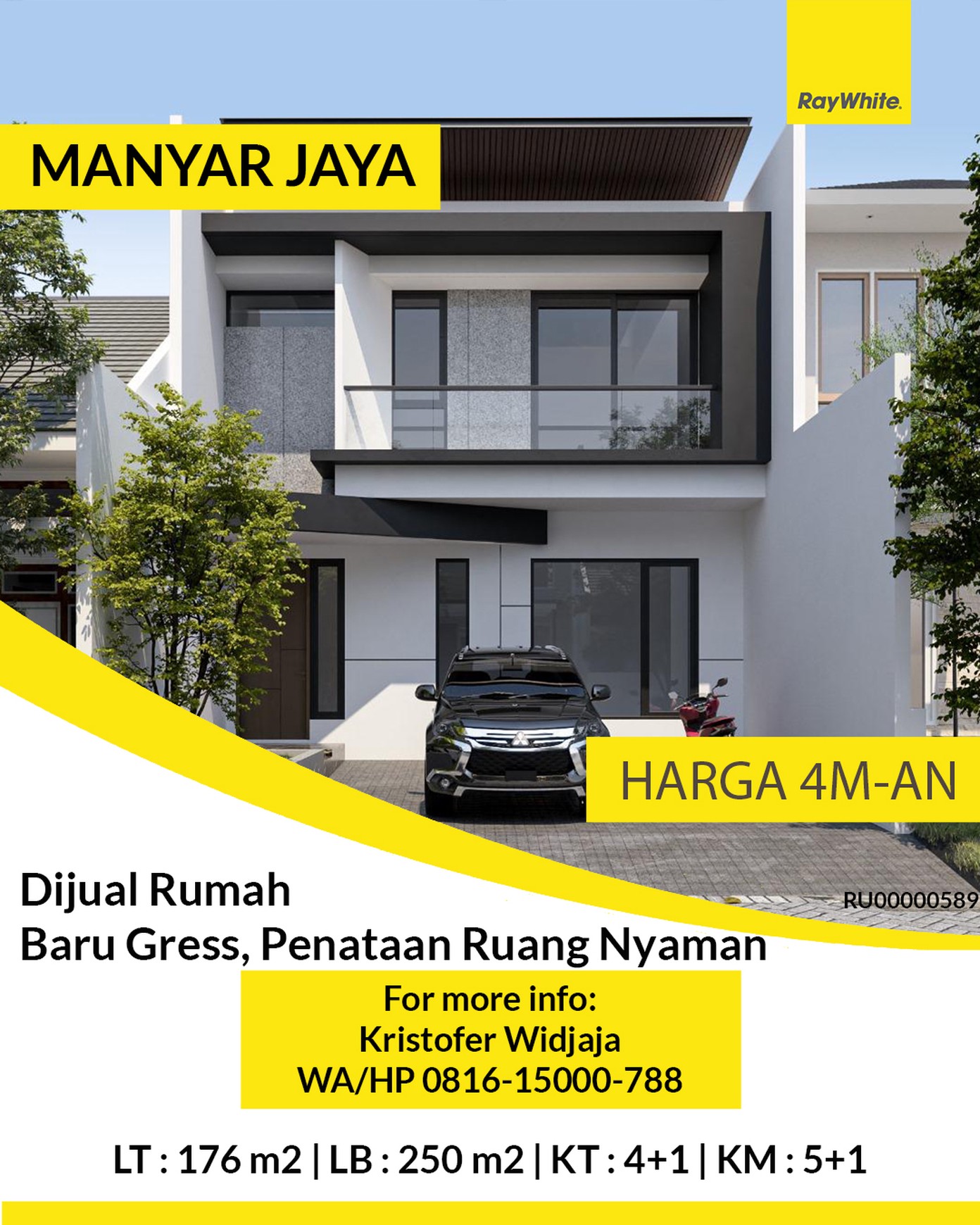 Rumah di Manyar Jaya, Surabaya; Baru Gress, Desain Modern