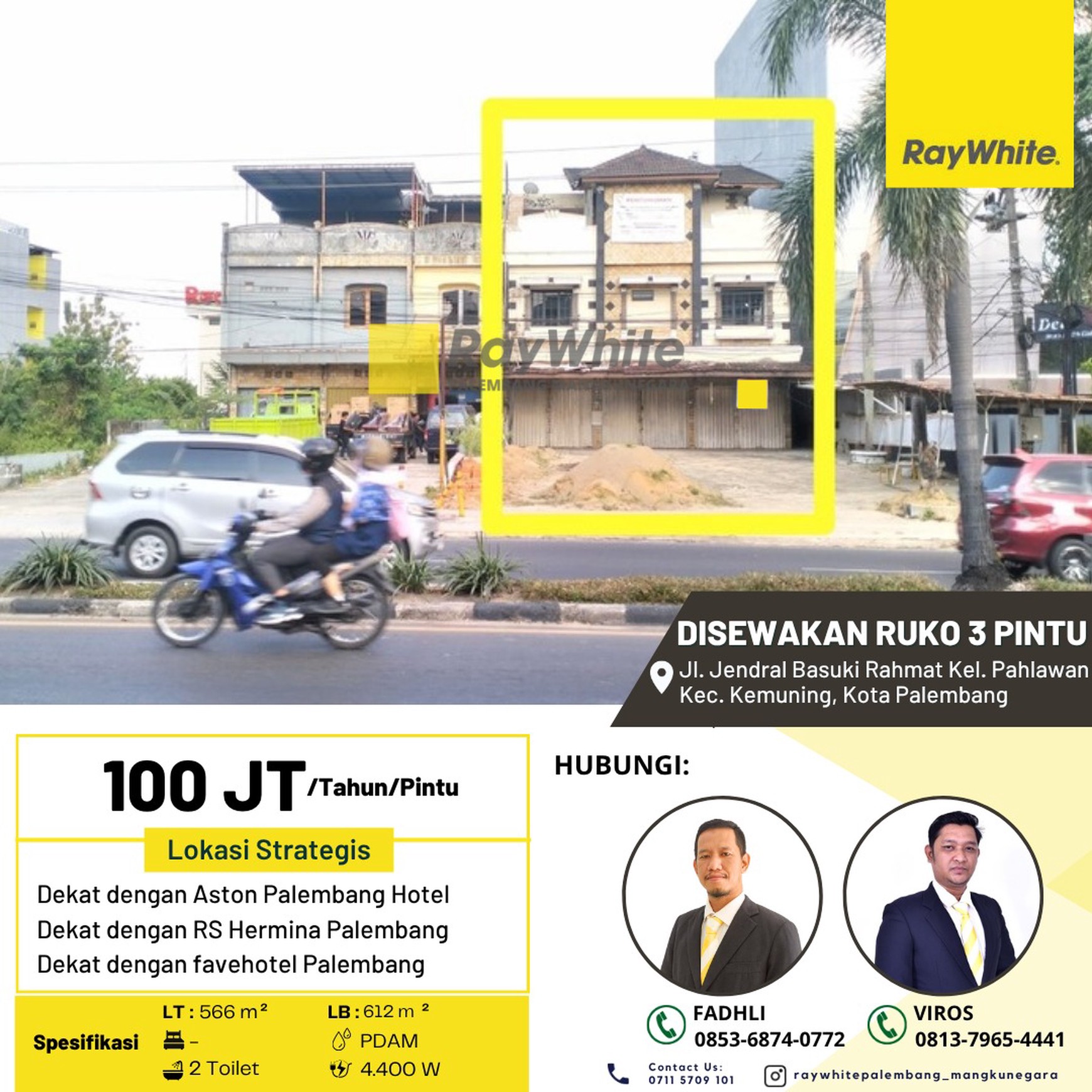 Ruko 3 Pintu di Dekat Polda SumSel