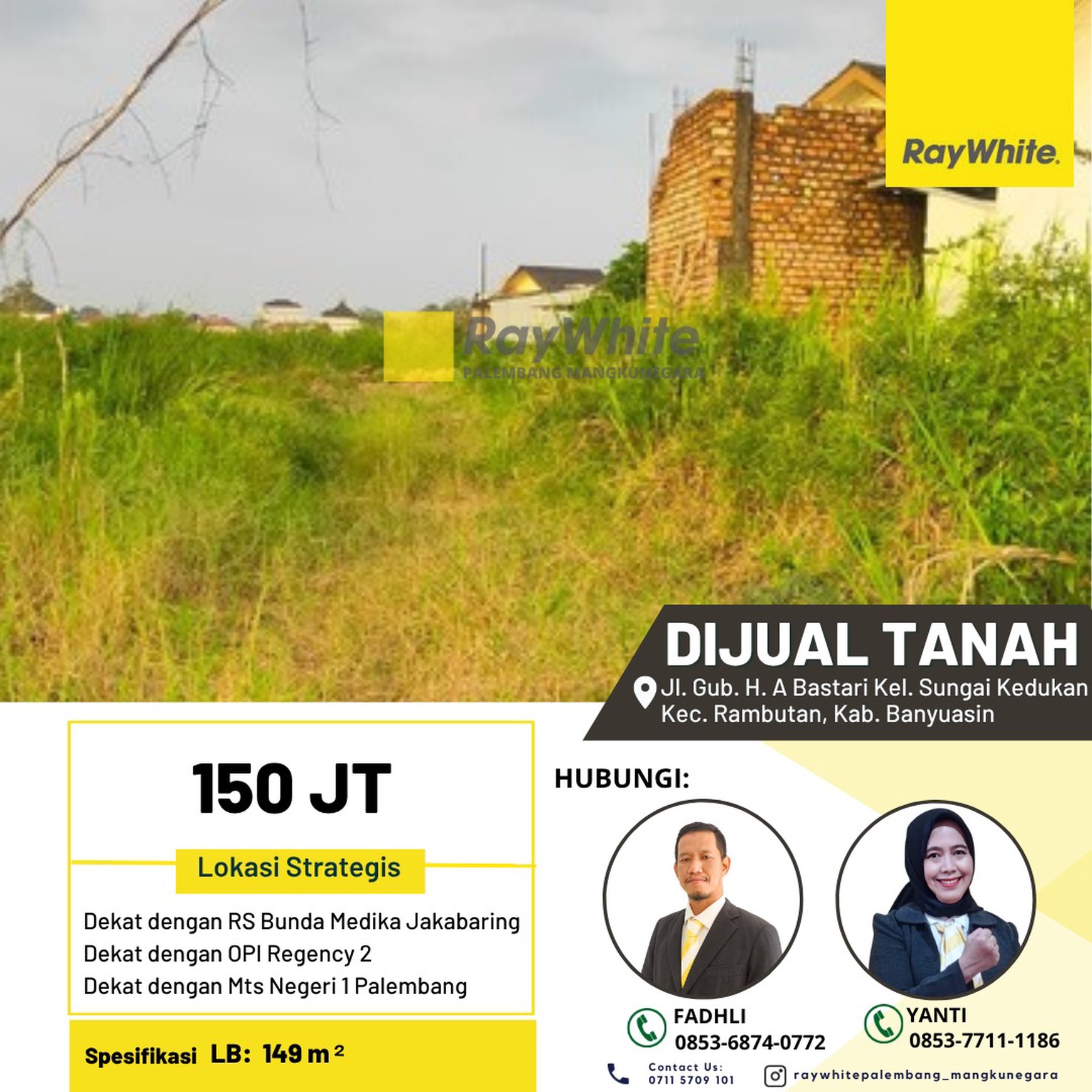 Tanah Kavling dekat RS Bunda Jakabaring.
