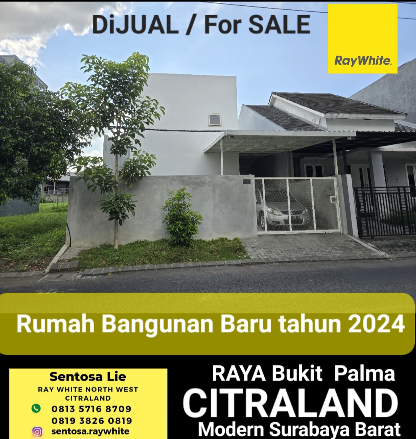 Dijual Rumah Raya Bukit Palma Citraland Surabaya - Luas  - Bangunan Baru Tahun 2024 - Taman Asri - Belakang Gudang Luas Bisa Buat Kantor Kerja