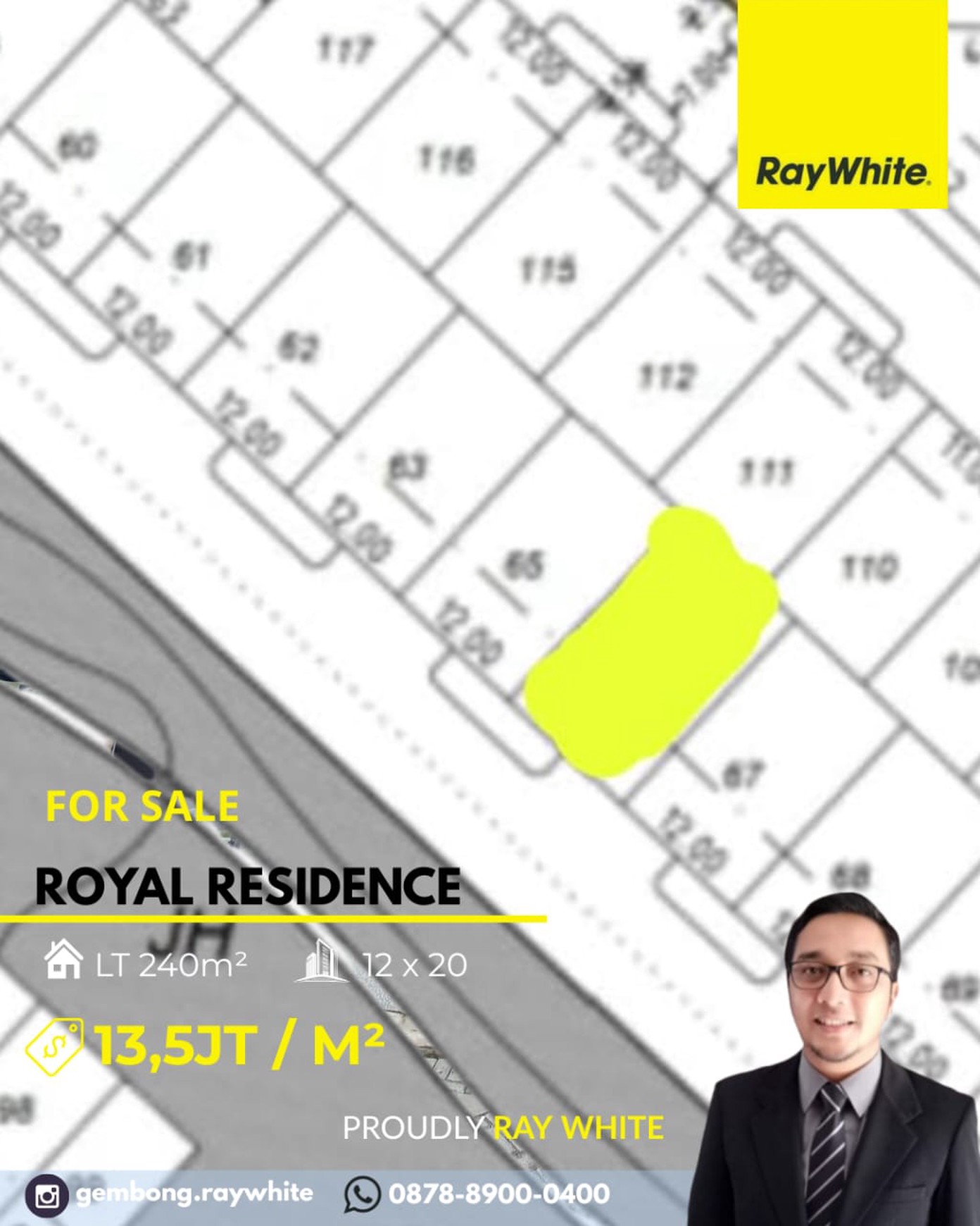 Murah kavling raya luar cluster Royal Residence Surabaya 