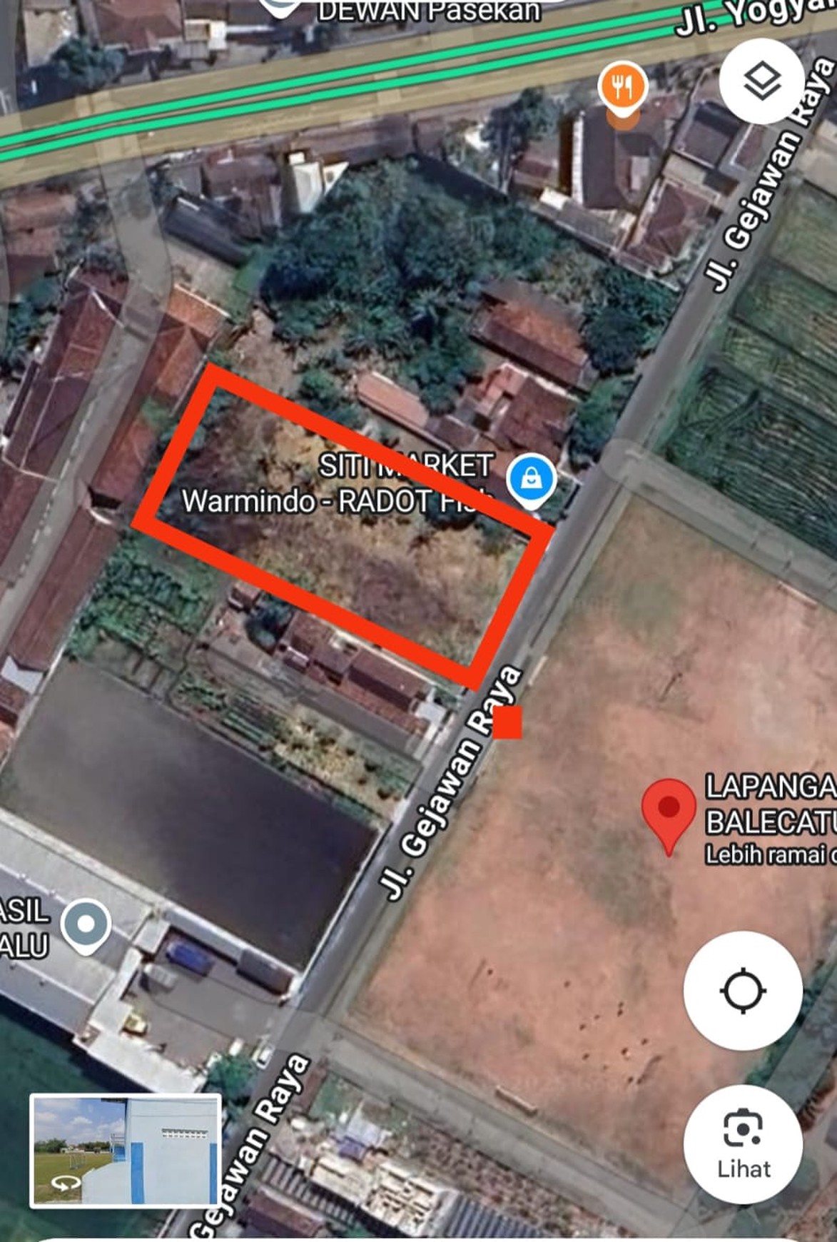 Tanah Luas 1921 Meter Persegi Lokasi Strategis Dekat Lapangan Balecatur Gamping Sleman 