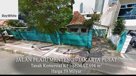 FOR SALE Tanah Komersial K1 Jalan Plaju Thamrin Menteng Jakarta Pusat