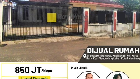 Rumah dijual jalan Soekarno Hatta Palembang 