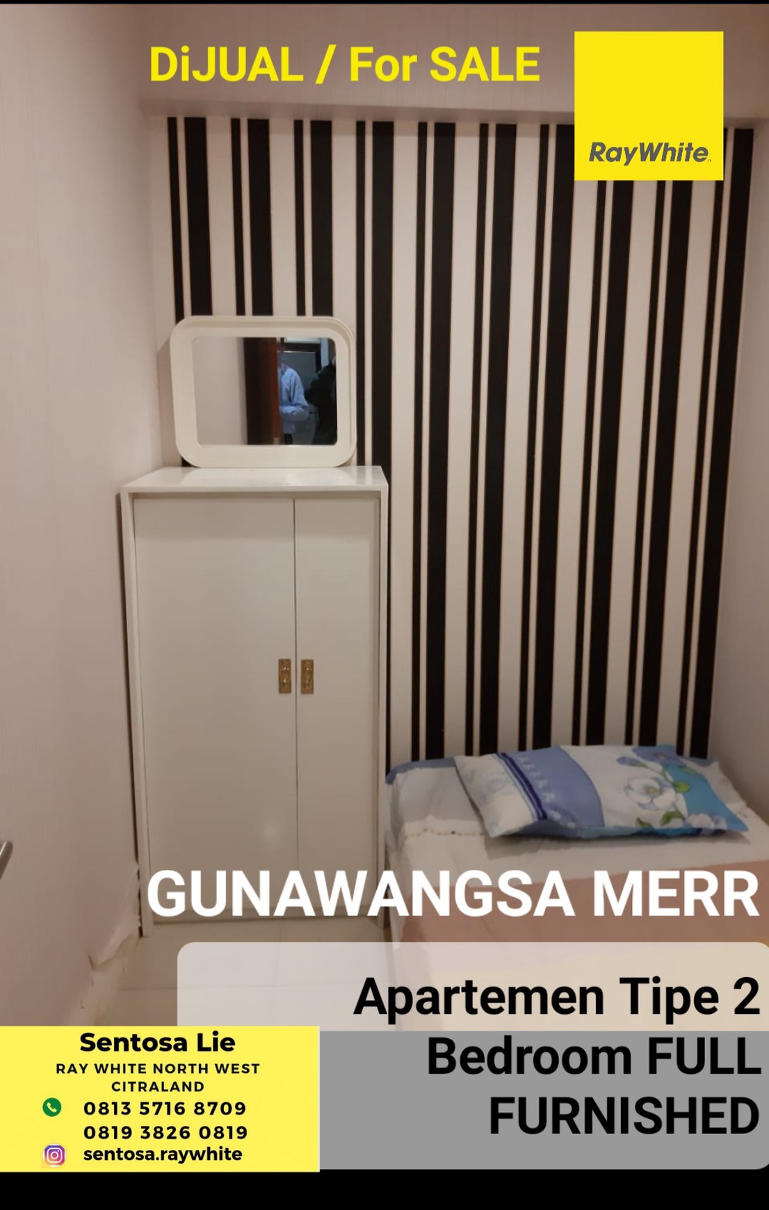 MURAH Dijual Apartemen Gunawangsa MERR Tipe 2 Bedroom Full Furnished Lantai 9 Tower B - Best View Siap Huni 