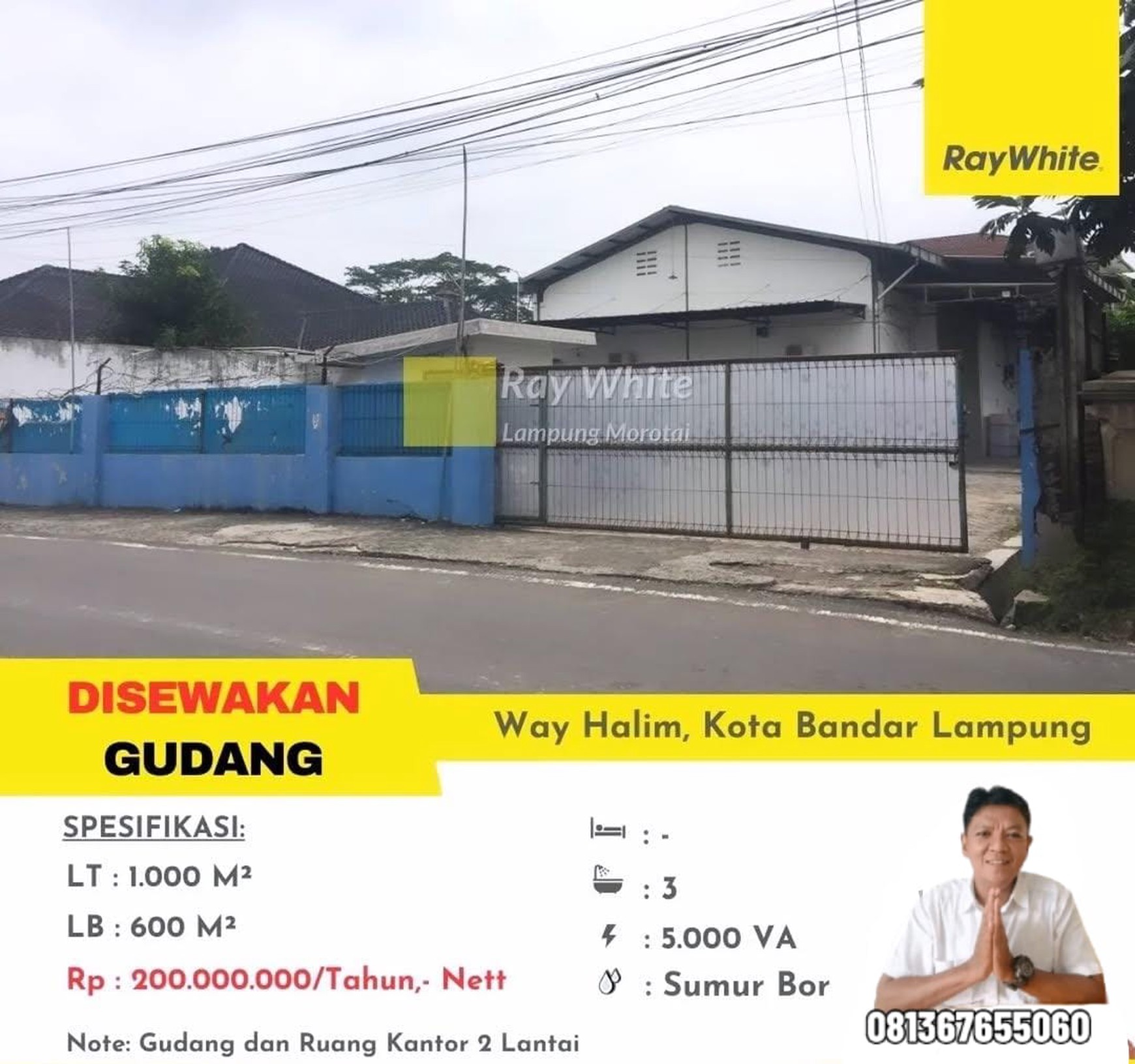 DISEWAKAN GUDANG DI WAY HALIM KOTA BANDAR LAMPUNG