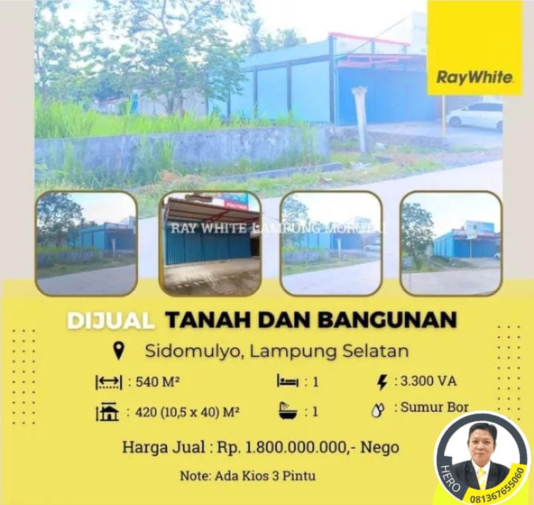 DIJUAL TANAH DAN BANGUNAN DI SIDOMULYO LAMPUNG SELATAN
