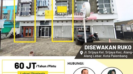 Disewakan 2 unit ruko di Jl Srijaya Kota palembang