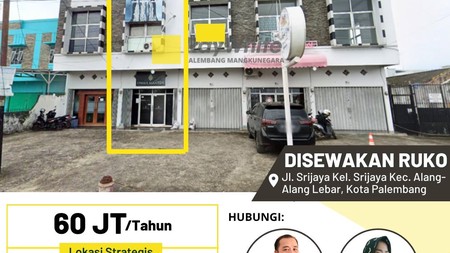 Disewakan Ruko 1 Pintu di Jl Srijaya Kota palembang