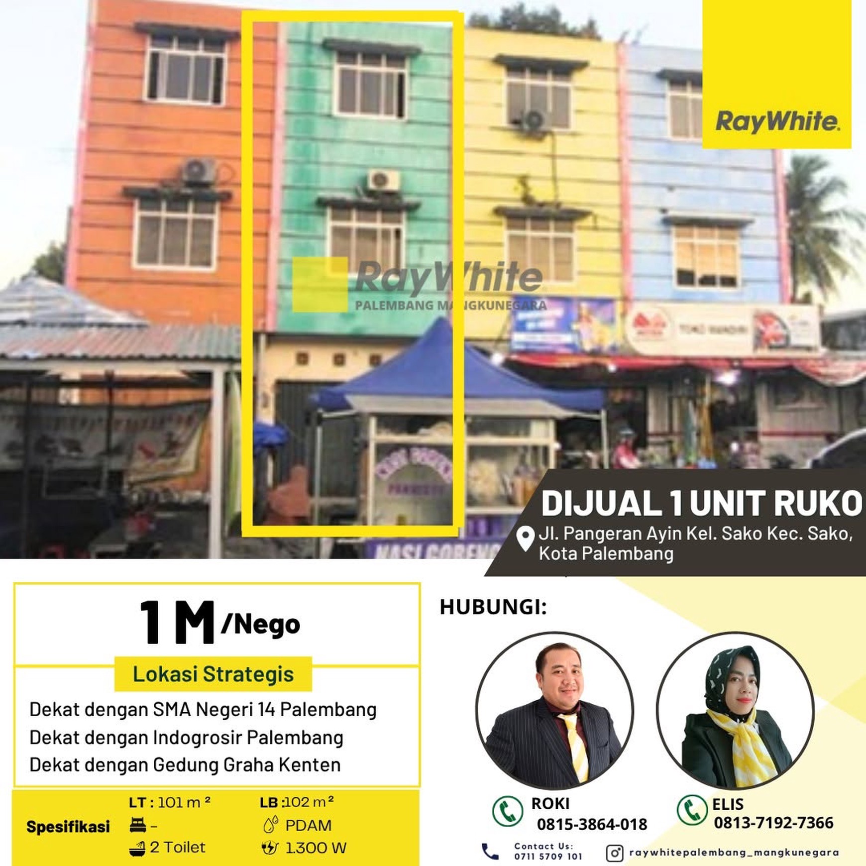 Dijual Ruko 1 Pintu di Jl Pangeran Ayin Kota Palembang