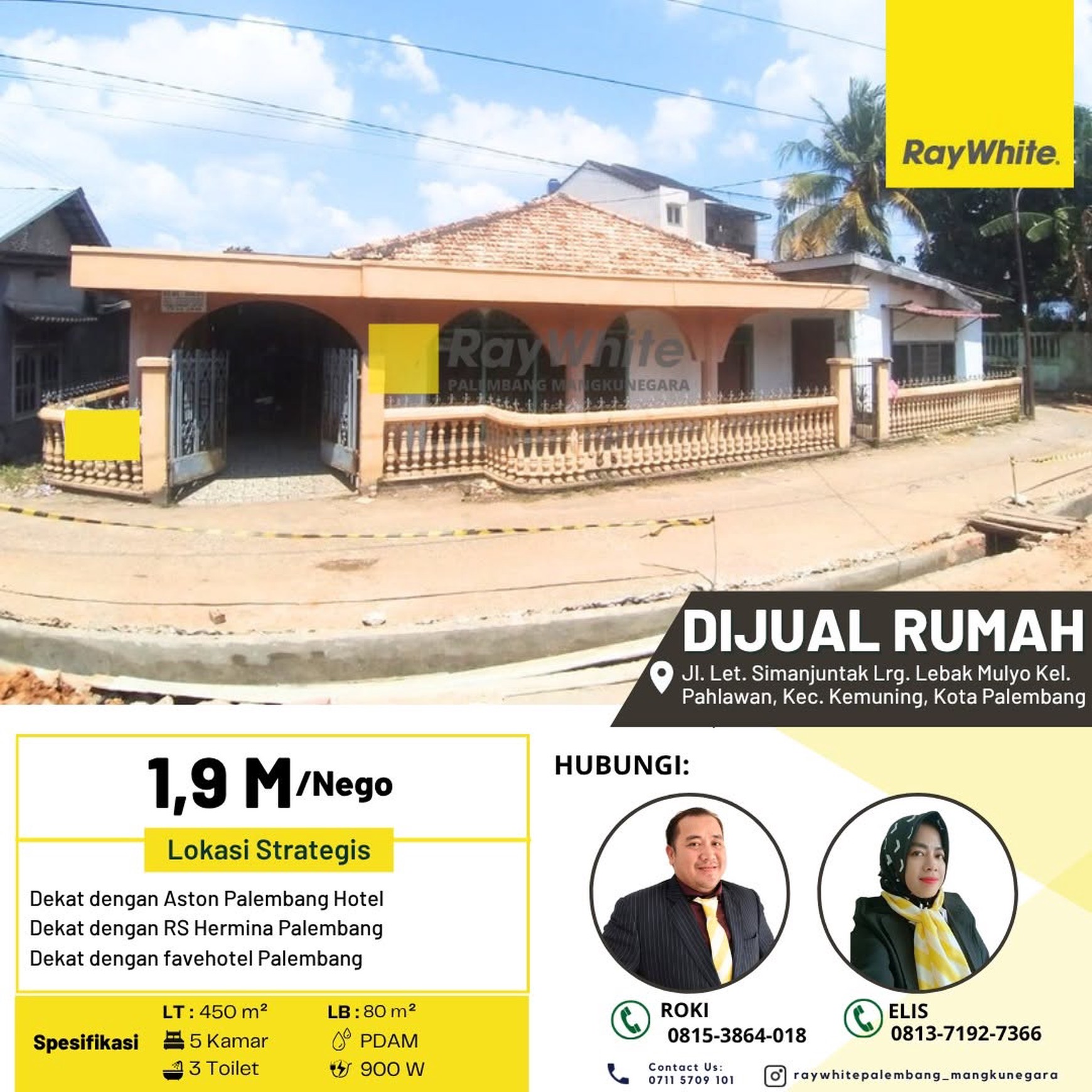 Dijual Rumah strategis di Jl Letnan Simanjuntak Kota Palembang