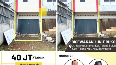 Disewakan 1 Unit Ruko di Talang Keramat