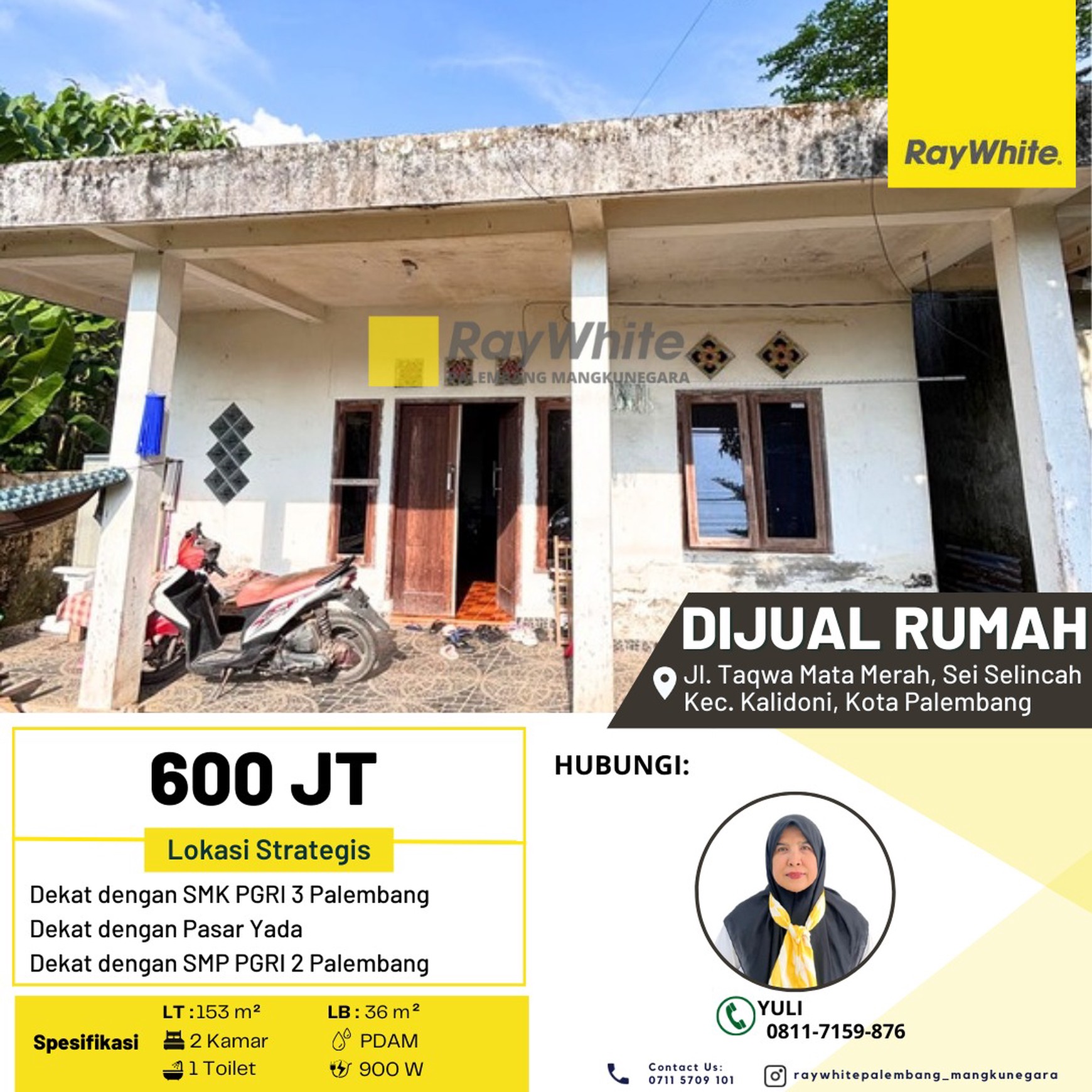 Dijual Rumah di Jl. Taqwa Mata Merah, Sei Selincah Kec. Kalidoni, Kota Palembang