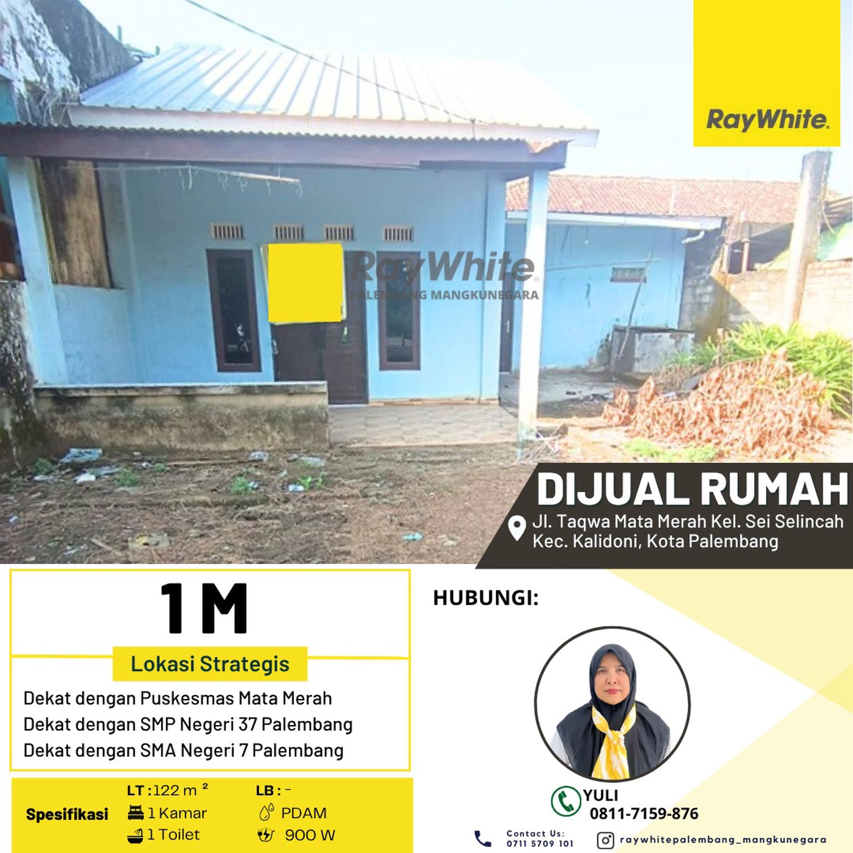 Dijual Rumah di Jl. Taqwa Mata Merah Perum. Cipta Permai Kel. Sei Selincah Kec. Kalidoni, Kota Palembang