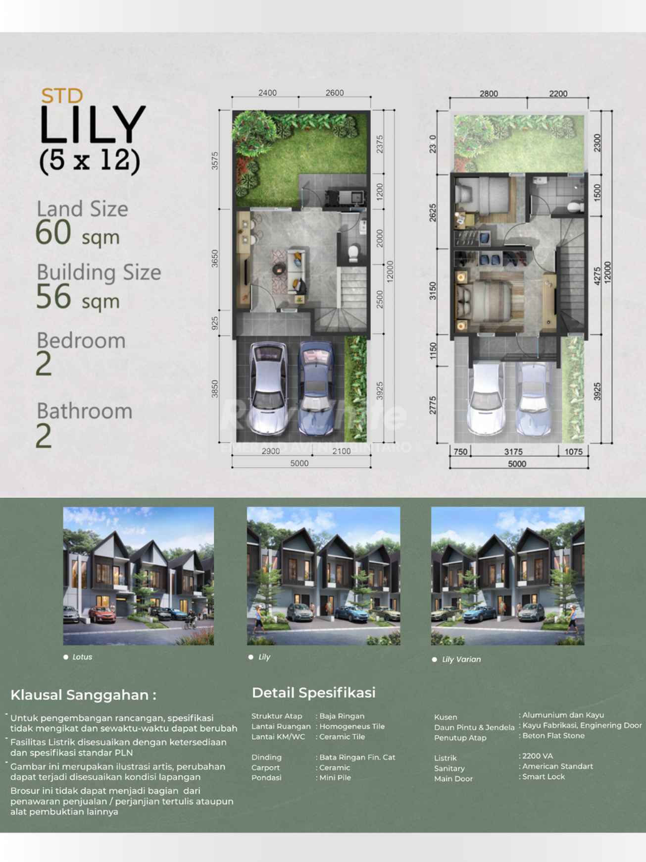 Rumah Baru 2 Lantai Tipe Lily 5x12 di Cluster Melia Hyra Graha Raya, Bintaro Tangerang Selatan